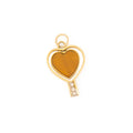 Tiger's Eye Heart, Diamond, and 14k Gold Charm