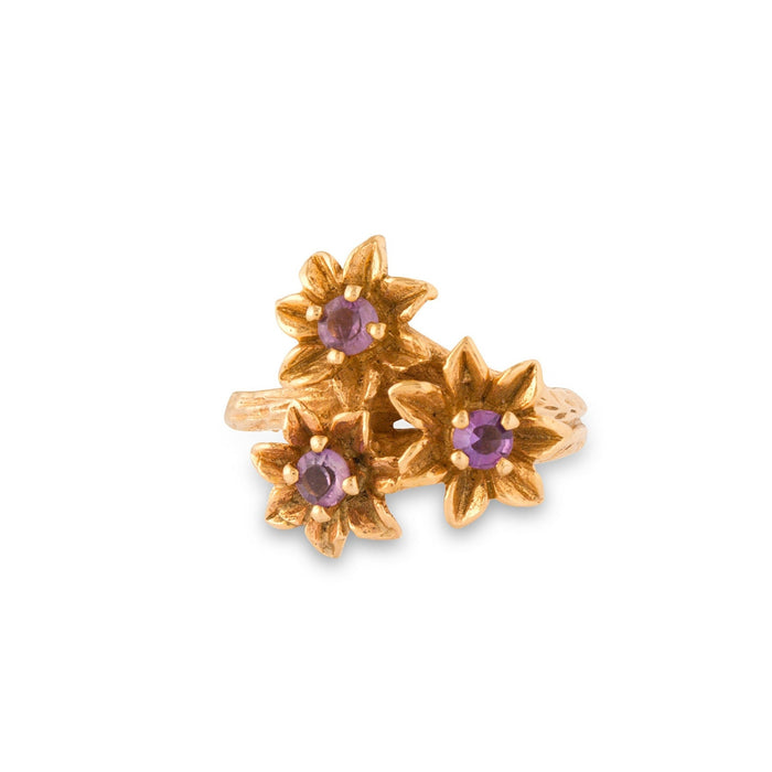 Floral Amethyst and 14k Gold Ring