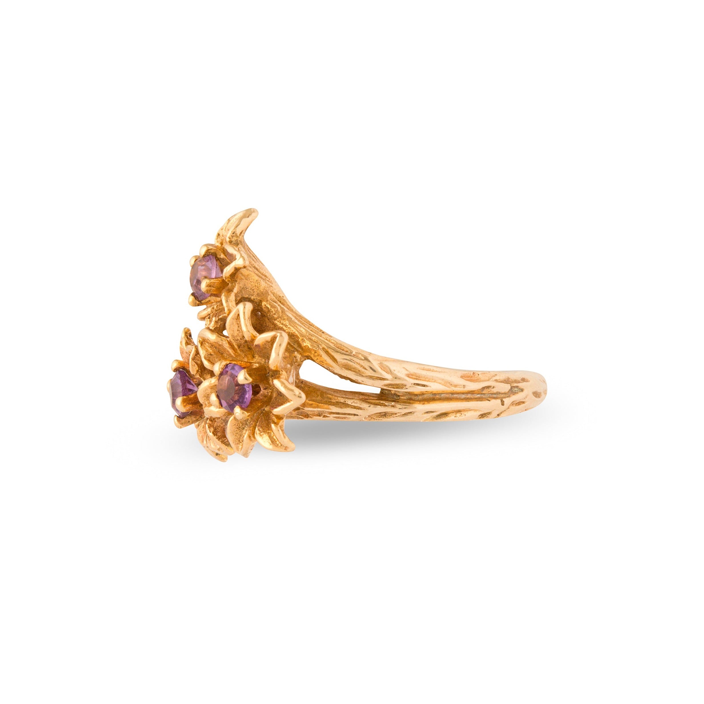 Floral Amethyst and 14k Gold Ring