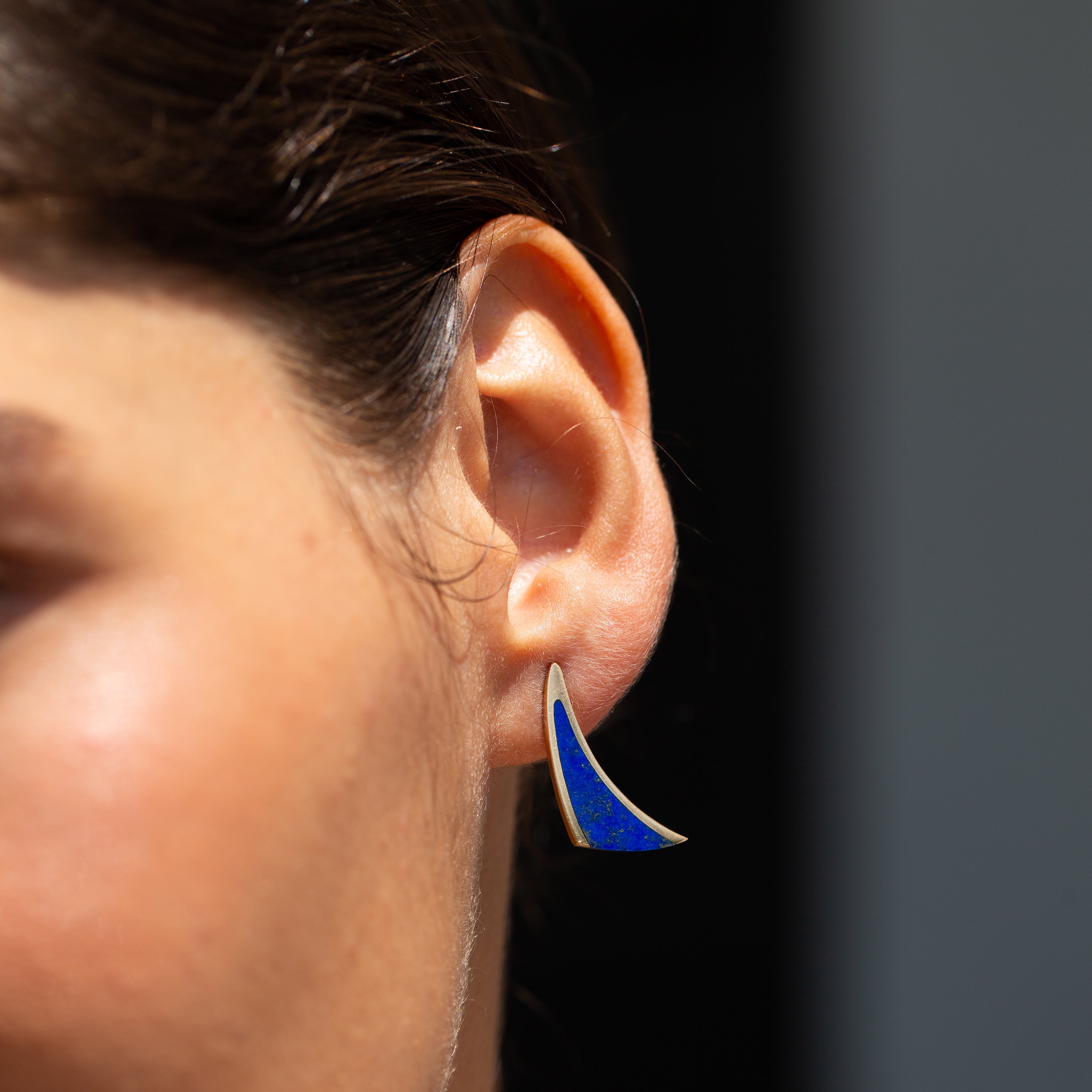 Lapis Lazuli Inlay and 14k Gold Earrings