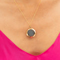 Victorian Agate, Onyx, and 14k Gold Round Locket