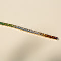 Rainbow Multi Stone and 18K Gold Line Bracelet
