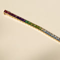 Rainbow Multi Stone and 18K Gold Line Bracelet
