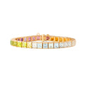 Rainbow Multi Stone and 18K Gold Line Bracelet