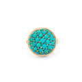 Victorian Pavé Turquoise, Silver, And 14k Gold Dome Ring