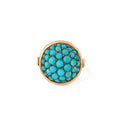 Victorian Pavé Turquoise, Silver, and 14k Gold Dome Ring