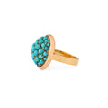 Victorian Pavé Turquoise, Silver, and 14k Gold Dome Ring