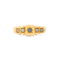 English Edwardian Sapphire, Opal, and 15k Gold Starburst Ring