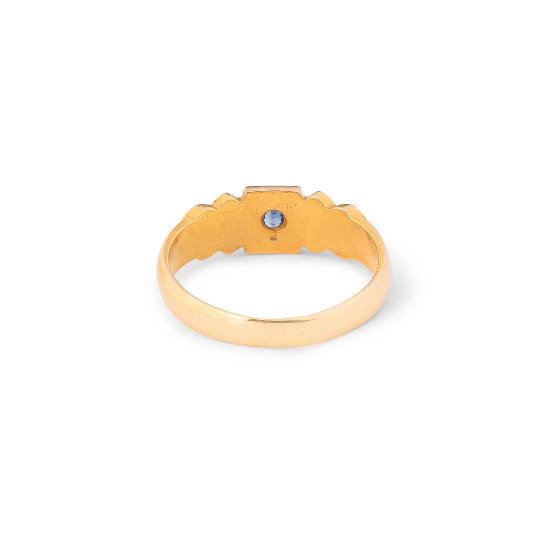 English Edwardian Sapphire, Opal, and 15k Gold Starburst Ring