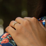 English Edwardian Sapphire, Opal, and 15k Gold Starburst Ring