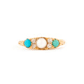 Victorian Pearl, Turquoise, and Diamond, 18k Gold Ring