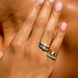 Victorian English Opal, Old Mine Cut Diamond, and 18k Gold Ring