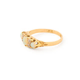 Victorian English Opal, Old Mine Cut Diamond, and 18k Gold Ring