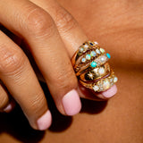 Victorian English Opal, Old Mine Cut Diamond, and 18k Gold Ring