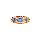English Edwardian Sapphire, Rose Cut Diamond, and 18k Gold Ring