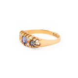 English Edwardian Sapphire, Rose Cut Diamond, and 18k Gold Ring