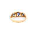 English Edwardian Sapphire, Rose Cut Diamond, and 18k Gold Ring