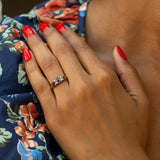 English Edwardian Sapphire, Rose Cut Diamond, and 18k Gold Ring