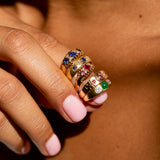 English Edwardian Ruby, Diamond, and 18k Gold Starburst Ring