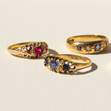 Victorian Ruby, Rose Cut Diamond, and 18k Gold Ring