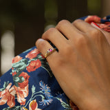 Victorian Ruby, Rose Cut Diamond, and 18k Gold Ring