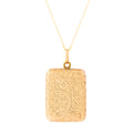 Rectangular Engraved Floral 9k Gold Locket