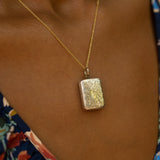 Rectangular Engraved Floral 9k Gold Locket