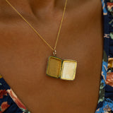 Rectangular Engraved Floral 9k Gold Locket