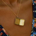 Rectangular Engraved Floral 9k Gold Locket