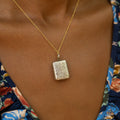 Rectangular Engraved Floral 9k Gold Locket