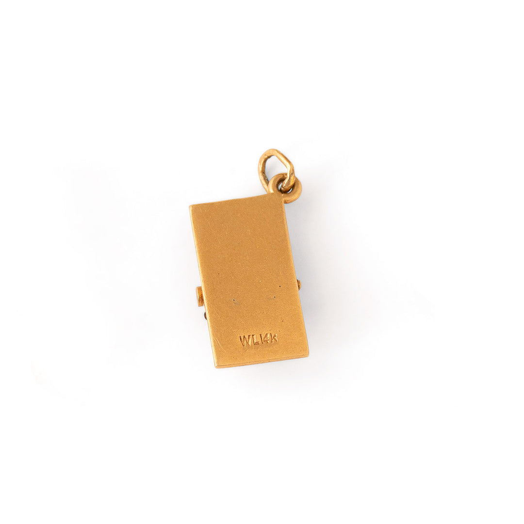 Movable Mousetrap And Enamel Cheese 14k Gold Charm