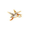 Enamel Stork and Baby 18K Gold Charm