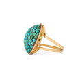 Victorian Large Turquoise Pavé, Silver, and 14k Gold Dome Ring