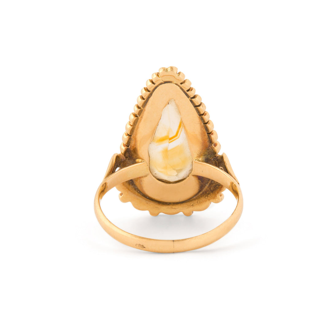 Dutch Citrine and Pearl Elongated Ring