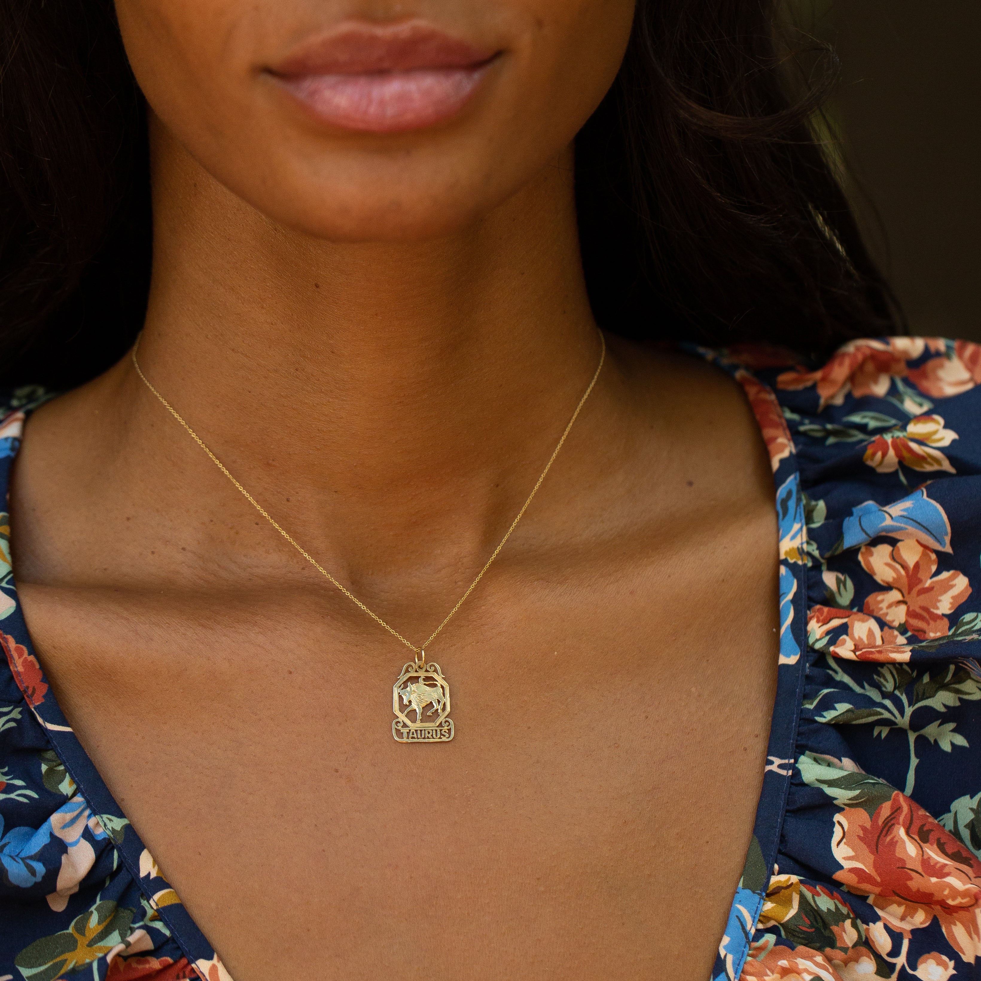 Taurus Plaque 14K Gold Zodiac Charm