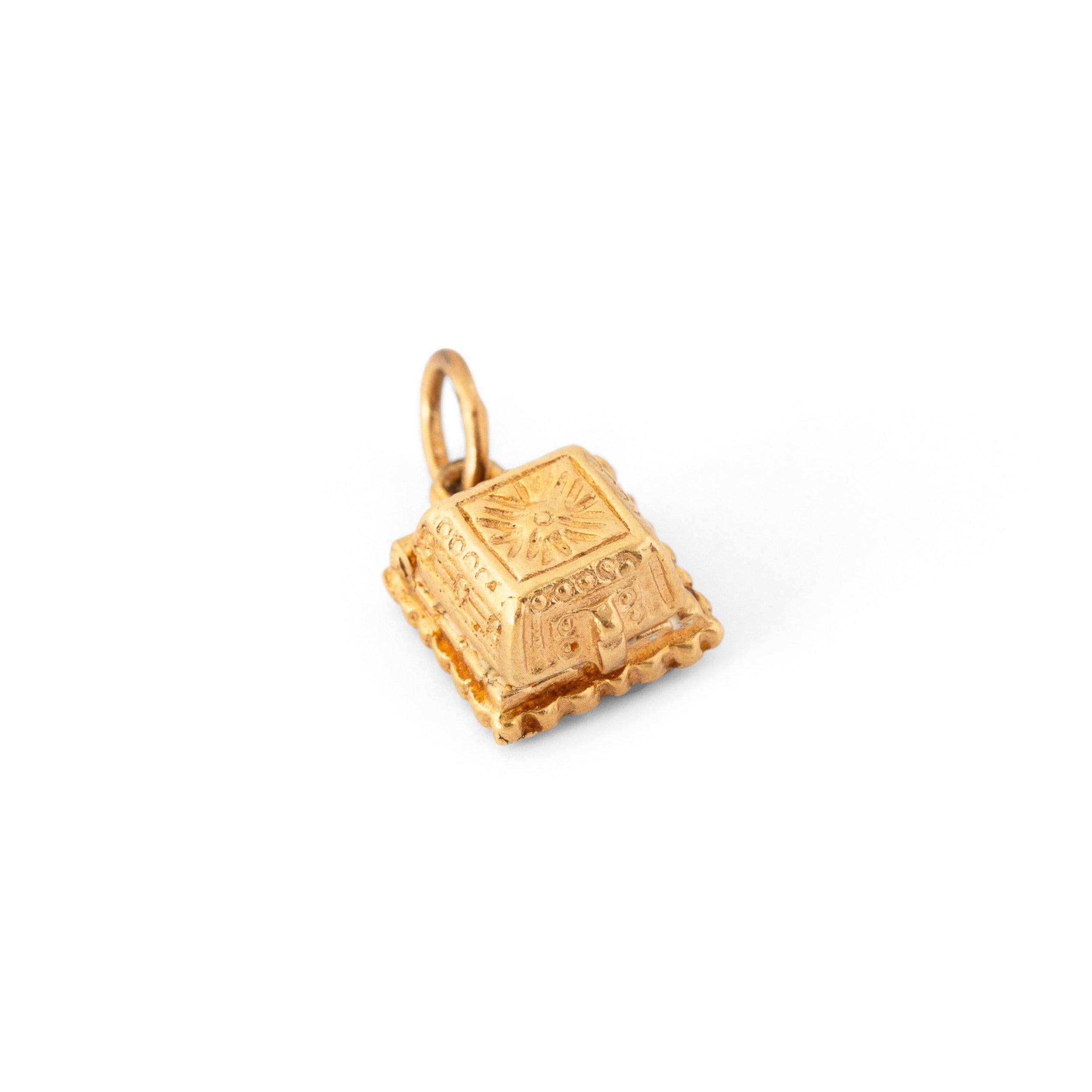 Movable Diamond and 14K Gold Engagement Ring Box Charm