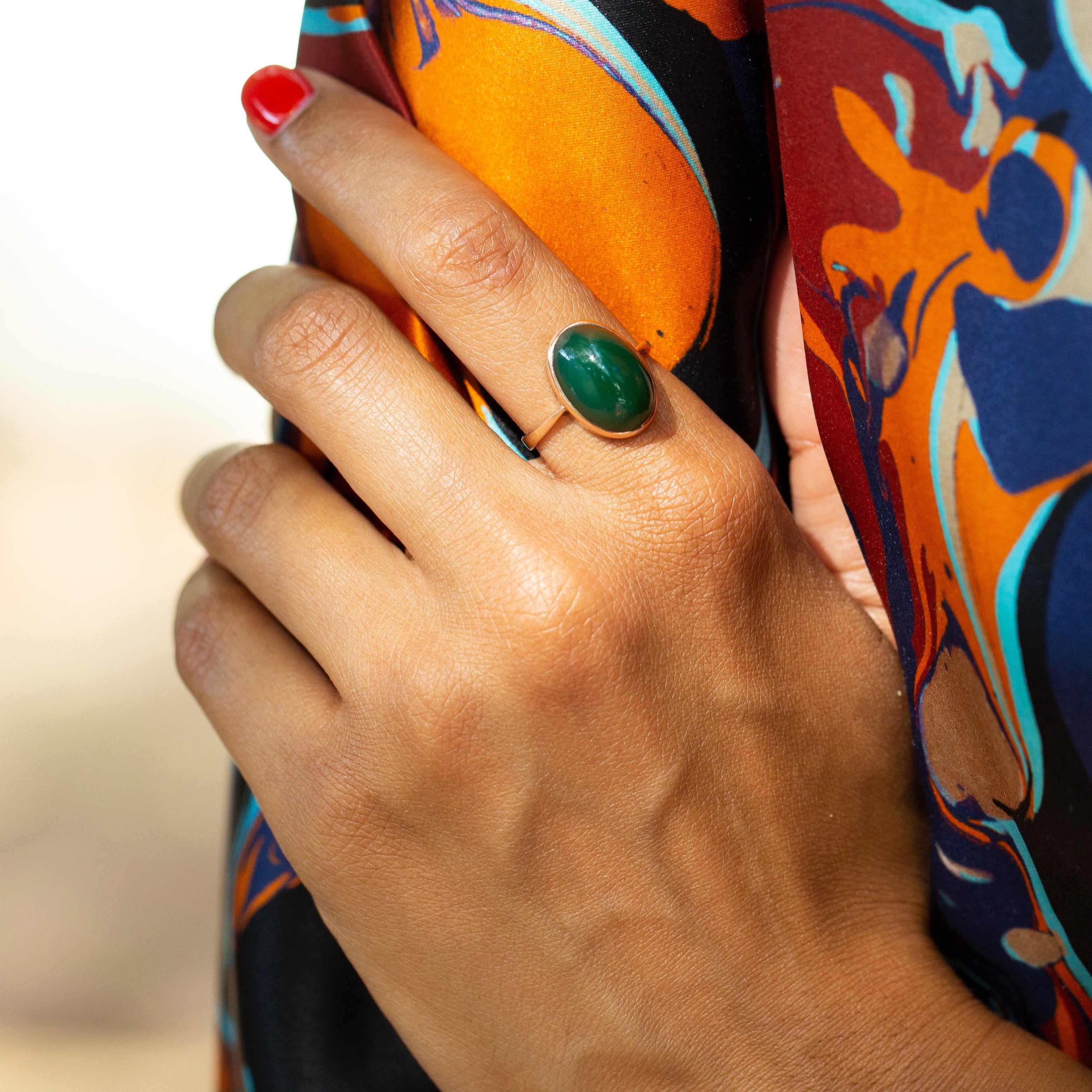 English Chalcedony And 9k Gold Ring