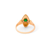 Victorian Emerald, Diamond, and 18k Gold Navette Ring