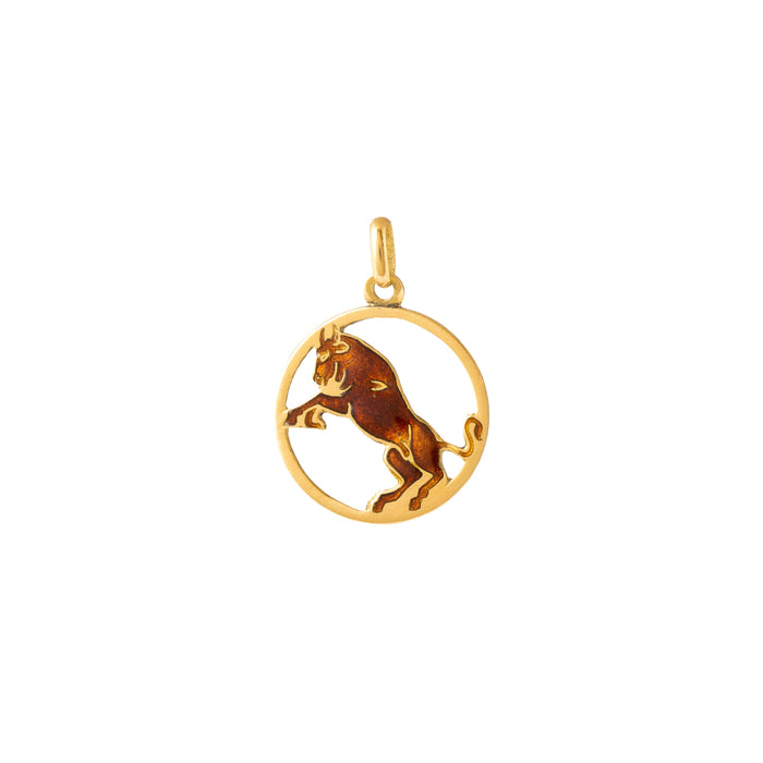 Italian Taurus 18k Gold And Enamel Zodiac Charm