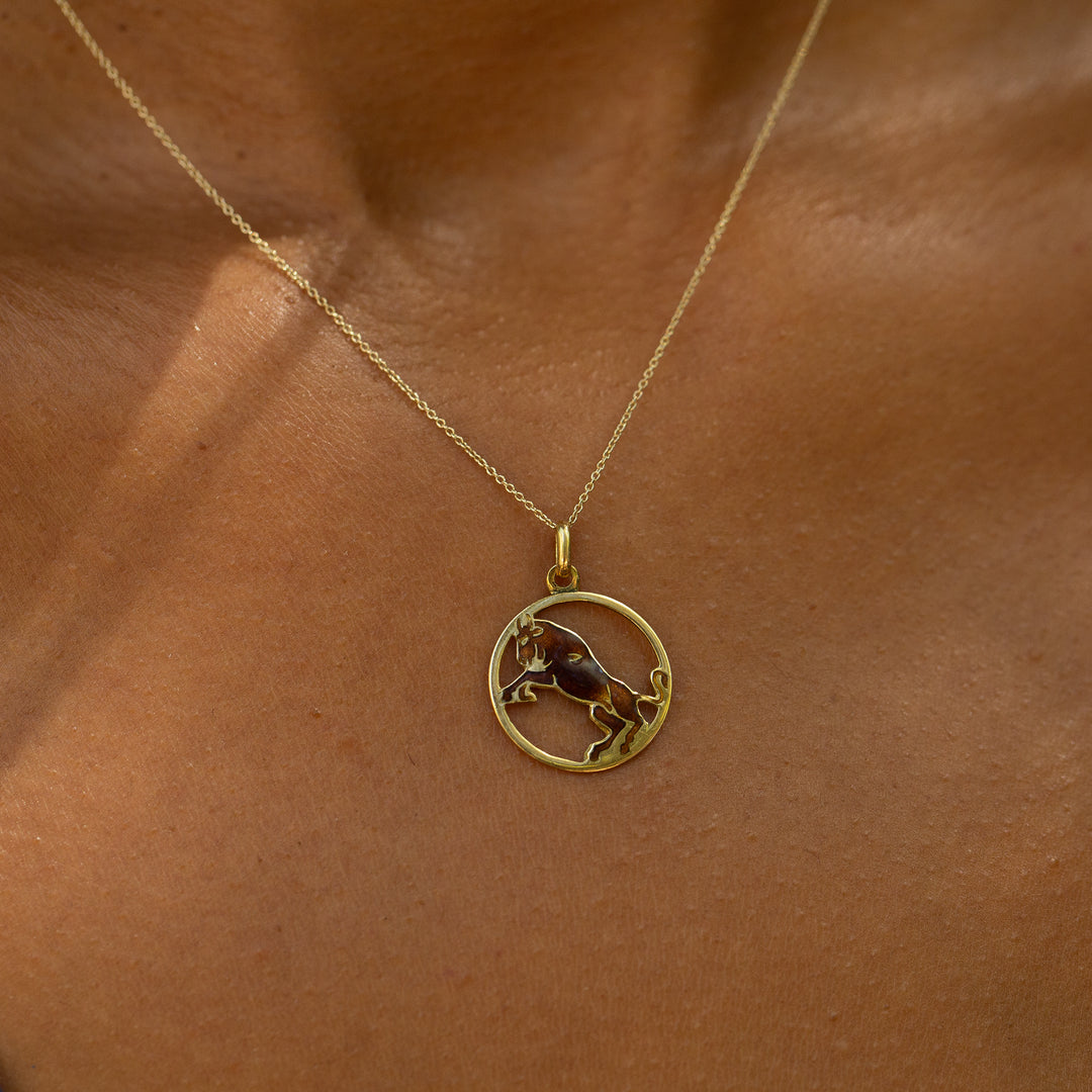 Italian Taurus 18k Gold And Enamel Zodiac Charm