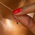 Italian Enamel Mushroom and 14k Gold Charm