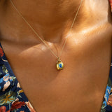 Enamel Forget-Me-Not Flower and 18k Gold Bell Charm