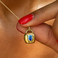 Enamel Forget-Me-Not Flower and 18k Gold Bell Charm