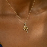 Art Nouveau Woman's Head Diamond and 12k Gold Charm
