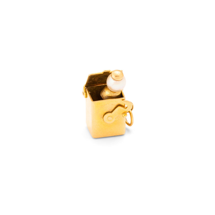 Movable Jack-In-The-Box 14k Gold And Pearl Charm