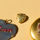Victorian Turquoise, Pearl, and 14k Gold Heart-Shaped Locket