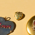Victorian Turquoise, Pearl, and 14k Gold Heart-Shaped Locket