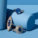 Edwardian Sapphire, Diamond, and Platinum-topped 18k Gold Ring