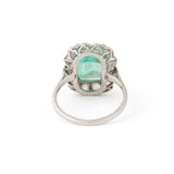 3.70 Carat Colombian Emerald, Diamond, and 18k Gold Cluster Ring