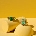 3.70 Carat Colombian Emerald, Diamond, and 18k Gold Cluster Ring